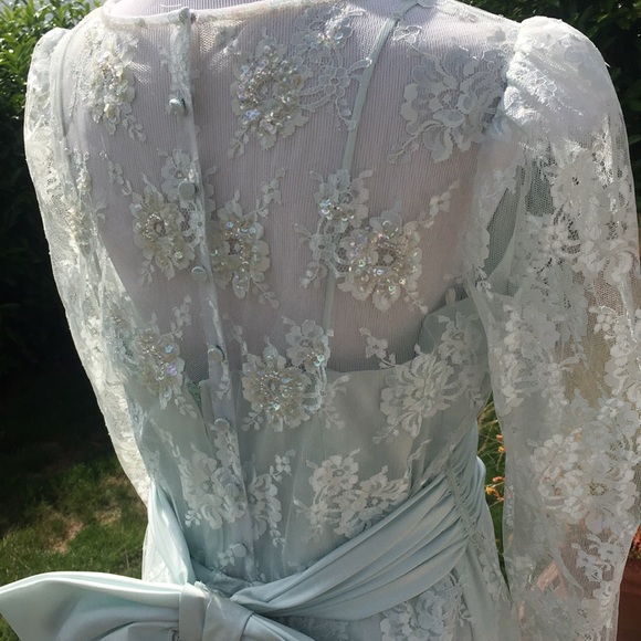 Rare Vintage Baby Blue Wedding Dress - Picture 2 of 6